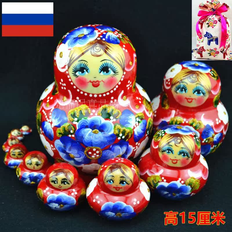 Ten traditional hand - painted wood paint paint gifts of Russian ten - layer dolls
