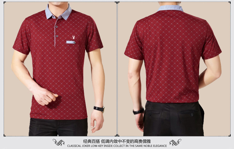 Người đàn ông trung niên của ngắn tay T-Shirt mùa hè bông ve áo người đàn ông trung niên của lỏng kích thước lớn nửa tay t-shirt daddy