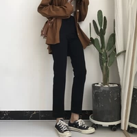 Mùa xuân Hàn Quốc chân phụ nữ dốc cao quần jeans hoang dã tự tu luyện chân căng quần sinh viên quần thẳng quần bò nữ