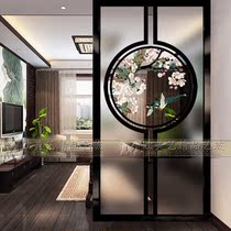  Art glass partition Modern new Chinese style living room decorative screen translucent entrance entrance bathroom wet and dry area