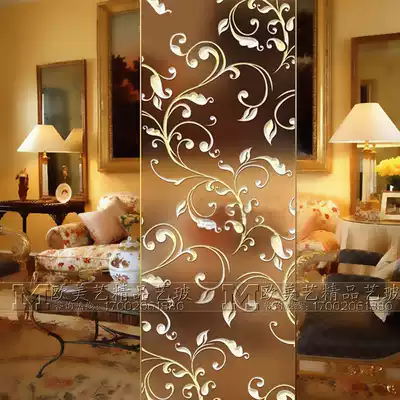 Carving craft 3D background art glass entry door entrance living room screen kitchen partition moving door Roman flower fairy