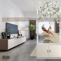 New Chinese style art glass screen entrance partition living room modern translucent frosted carved Tempered process glass