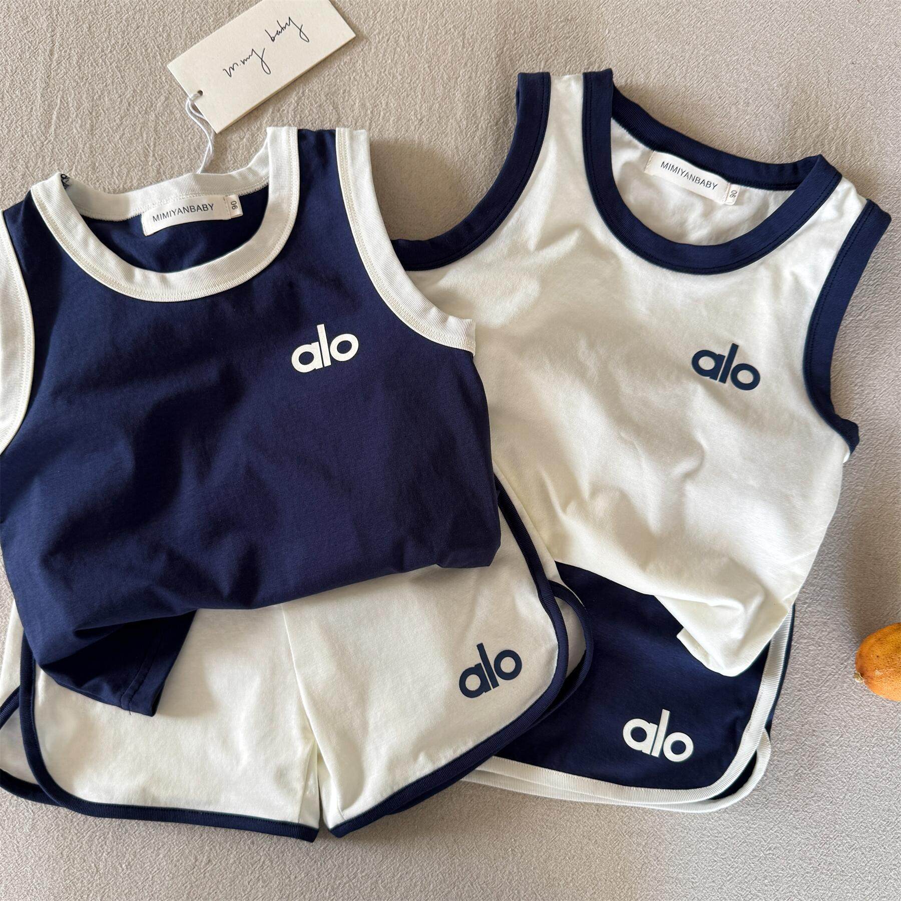 Детский летний костюм-жилет, новинка 2026 года, модная брендовая детская одежда, мужские и женские спортивные шорты для малышей, футболка без рукавов, костюм-двойка