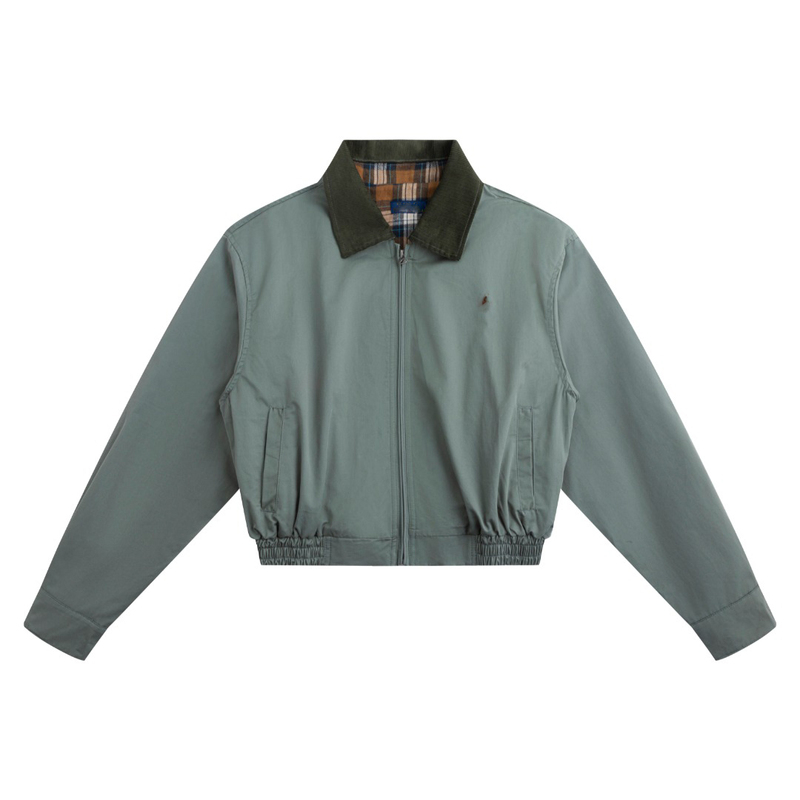 American Single-Layer Horse-Style Retro Patchwork Lapel Jacket for Women, Loose-Fitting Workwear Short Coat, Army Green