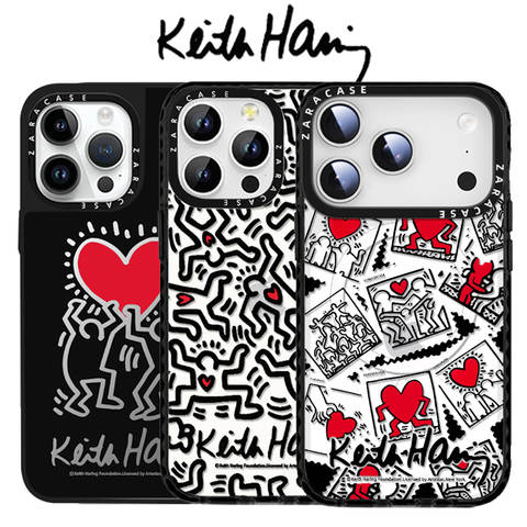 Keith Haring Heart Stick Figures iPhone Case