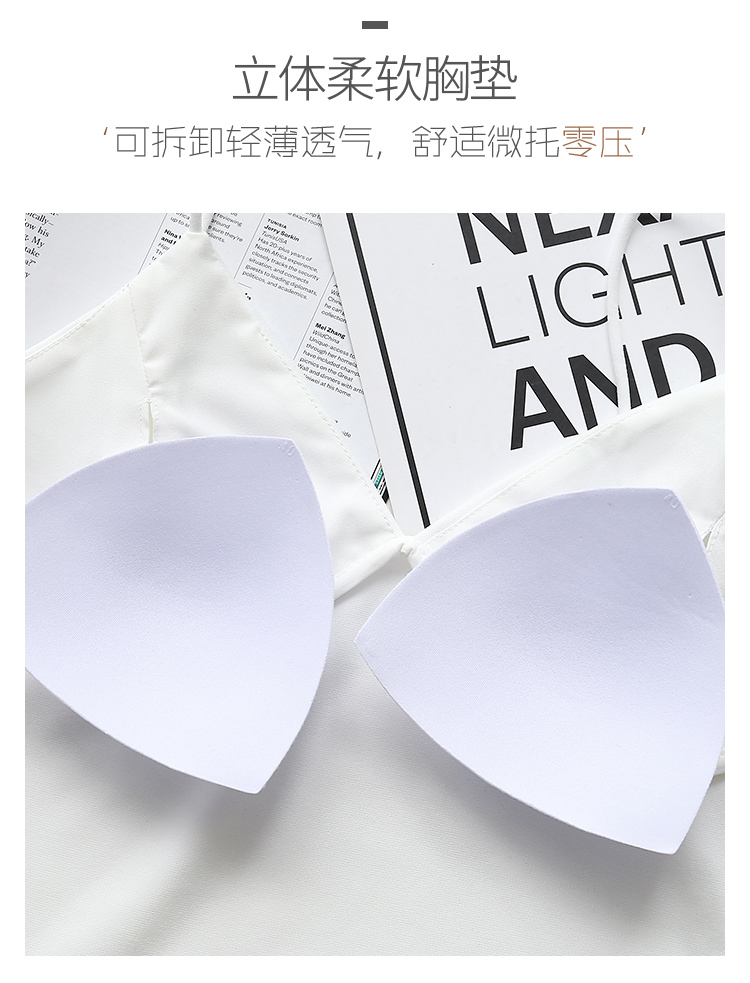 Sexy yếm màu yếm nữ mỏng với ngực pad ống dài phần chống ánh sáng có thể được mặc bên ngoài ngực hình chữ V bọc ngực đồ lót nam nữ giá tốt