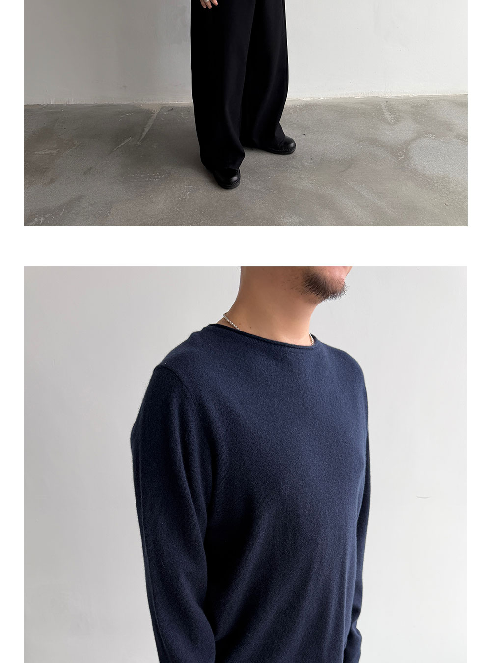 Anniehall 100% Wool Rolled-Edge Sweater
