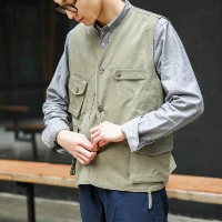 Anniehall timberjack Tiện ích vest ba màu máy đăng nhập vest nam vest - Dệt kim Vest cardigan nam 