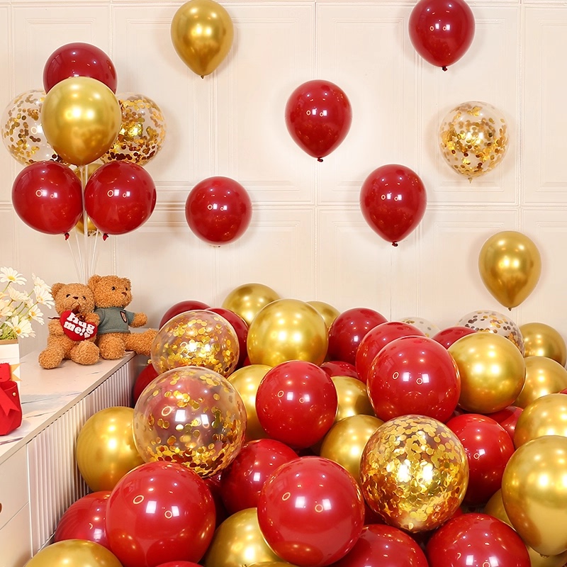 Chinese Red and Gold Balloon Atmosphere Decoration for Store Opening Anniversary Celebration, Wedding, Birthday Scene Decoration Props Chinese Red and Gold Balloon Atmosphere Decoration for Store Opening Anniversary Celebration, Wedding, Birthday Scene Decoration Props