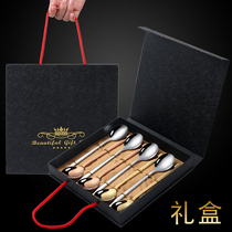 Gift box stainless steel tableware spoon household spoon long handle large spoon adult creative cute set