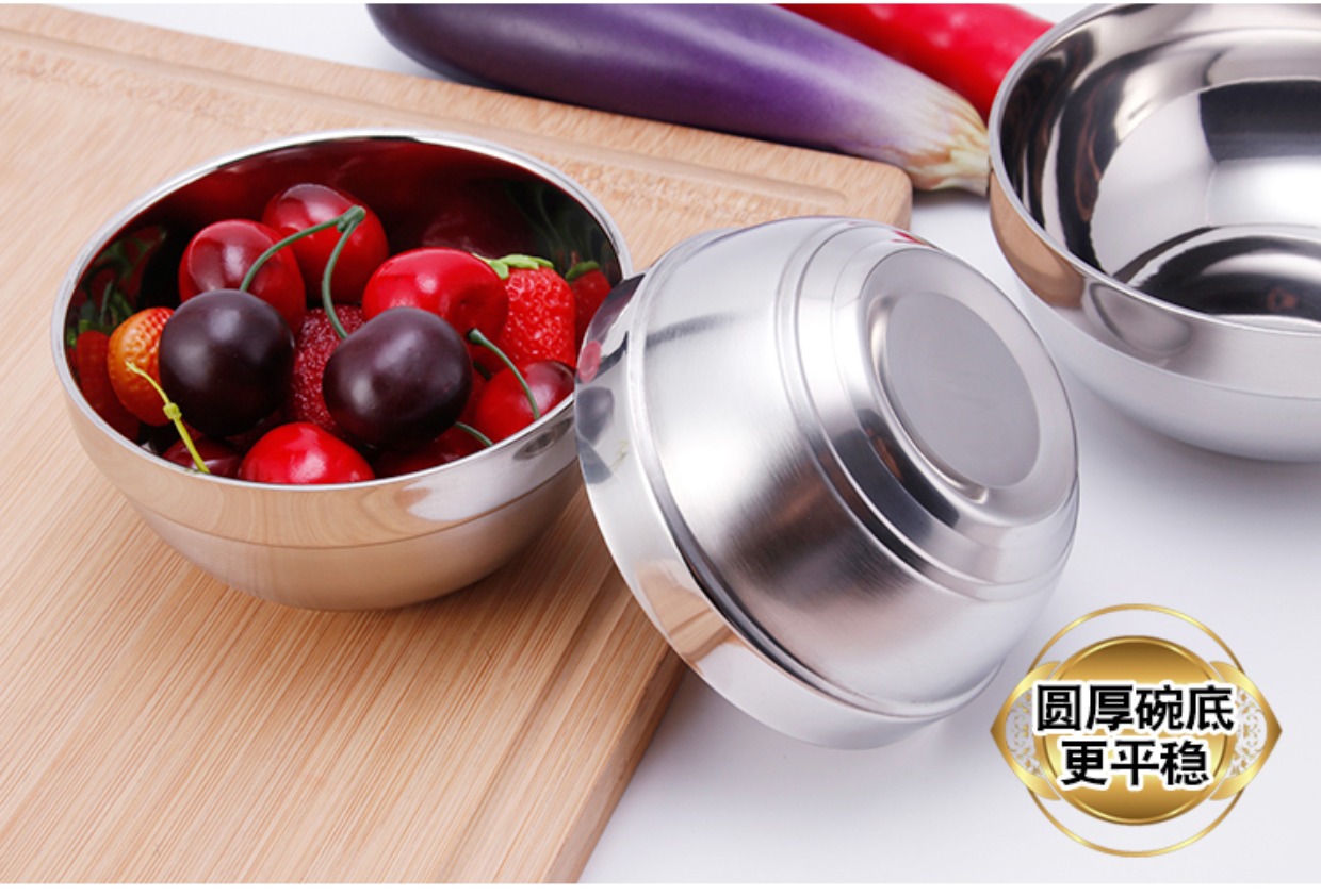 Bát inox Bát hai lớp chống vảy Bát cách nhiệt Bộ đồ ăn cho trẻ em Bát chống rơi Bát bát Đồ dùng nhà bếp dĩa sứ