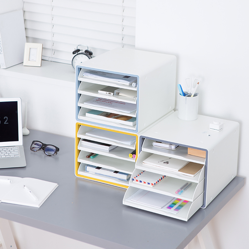 (Imported from Korea) sysmax Deluxe colorful and powerful 4-layer multi-functional open file cabinet desktop A4