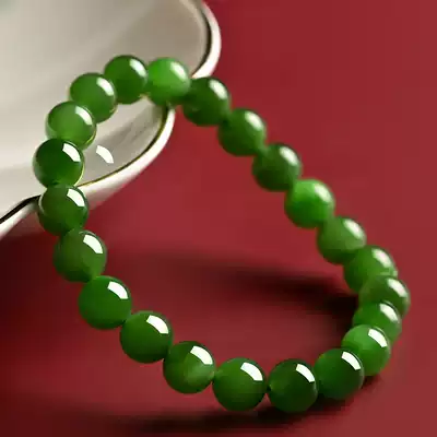 Xinjiang Hetian jade jasper bracelet men's 16 108 single circle Russian round beads old beads female bracelet