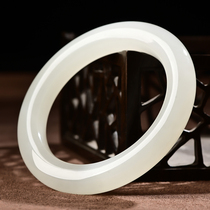 Small Thin Strips Jade Bracelet Female Ice Seed Girl Natural and Tian Goat Fat White Jade Bracelet with Round Clause True Wanfu