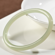 And Tanyu Qinghai Material Ice Bottom Clear Water Lake Water Green Fine Round Bar Bracelet Natural Green White Jade Round Bar Girl Bracelet