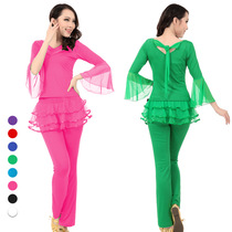  Square dance clothing new suit short-sleeved culottes lace three-quarter sleeve mesh no regrets performance suit