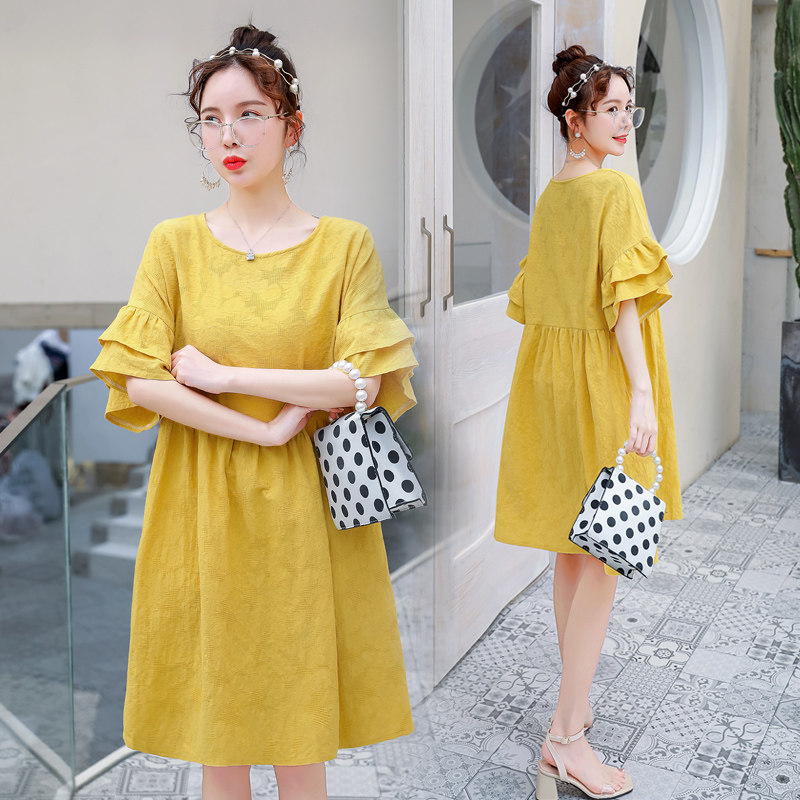 New Maternity Dress Summer Skirt 2021 New Mid-Length Short Sleeve Fashion Top Pregnant Women Summer Dress Women