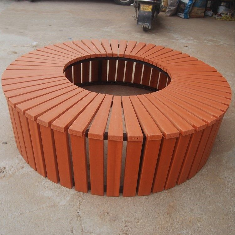 Tree enclosure chair custom outdoor square courtyard enclosure tree chair seat park chair anti-corrosion solid wood round stool bench strip - Taobao