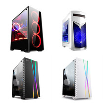 Jinhetian m-atx Tower desktop computer case white black side through office business size main box shell