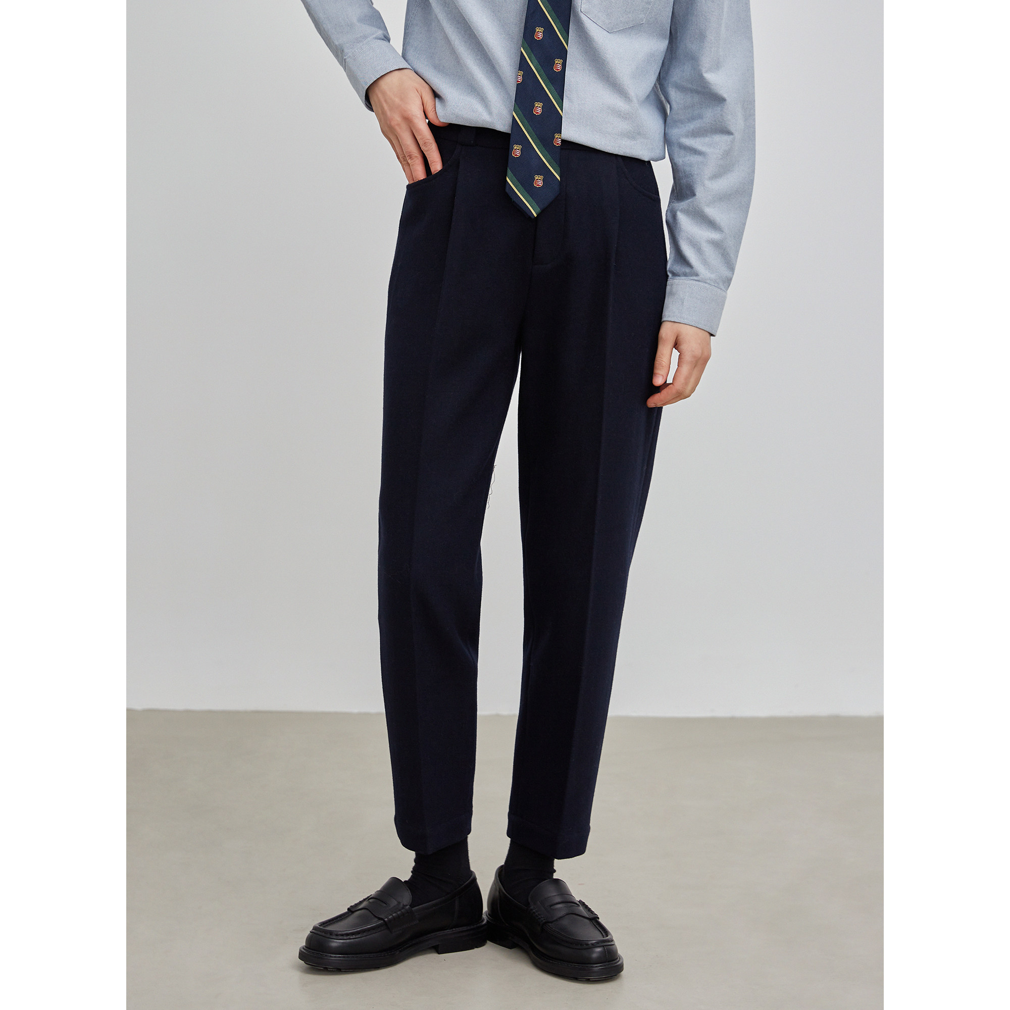 knighttom12 Moon Winter New Hide Cyan Retro Casual Western Pants Les Handsome T Neutral Wind Positive Dress Trousers