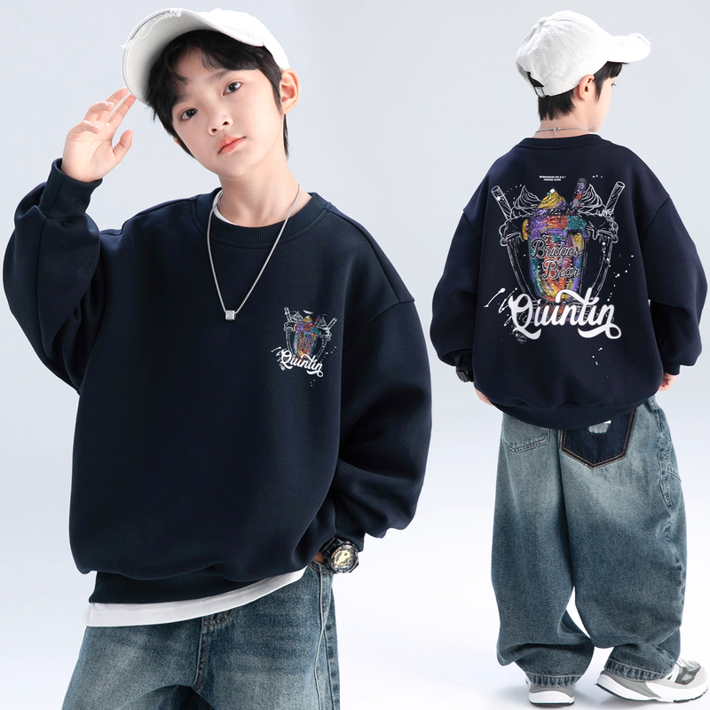 Boys' Autumn and Winter Sweatshirts 2025 New Spring and Autumn Long-Sleeved T-Shirts for Older Children, Boys' Tops, Stylish and Fashionable