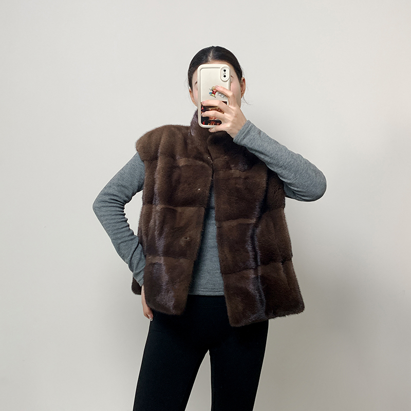 Mink Vest for Women 2026 New Imported Whole Mink Fur Coat Horizontal Stand Collar Fur Vest