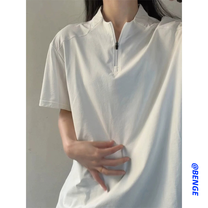 Half-Zip Quick-Drying Short-Sleeved T-Shirt for Women 2026 New Summer Sports Tops Cycling Mountaineering Badminton Clothing