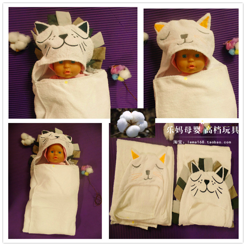 Foreign trade out of Japan Lion Cat infant newborn baby organic cotton towel is held with blanket bath towel wrapped