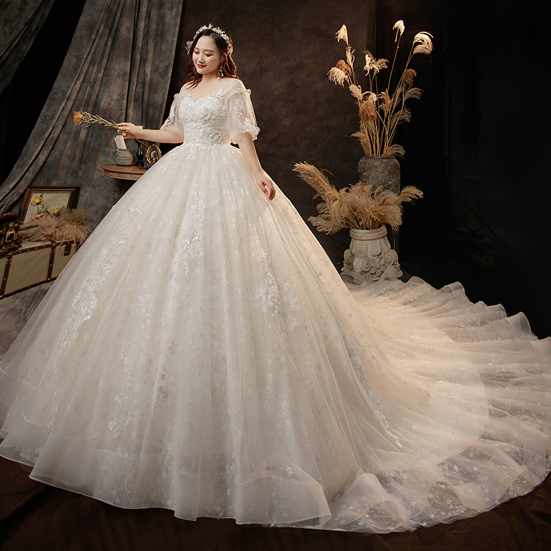 Main wedding dress big size fat sister mm200 kg plus fat big Moren 2021 new bride dream Super fairy thin