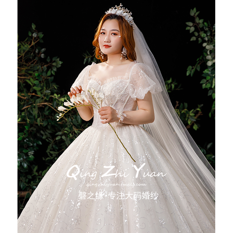 The Mori system is large size wedding dress 2022 new bridal temperament Fat Man's sister mm 200 catty to increase the lean summer season