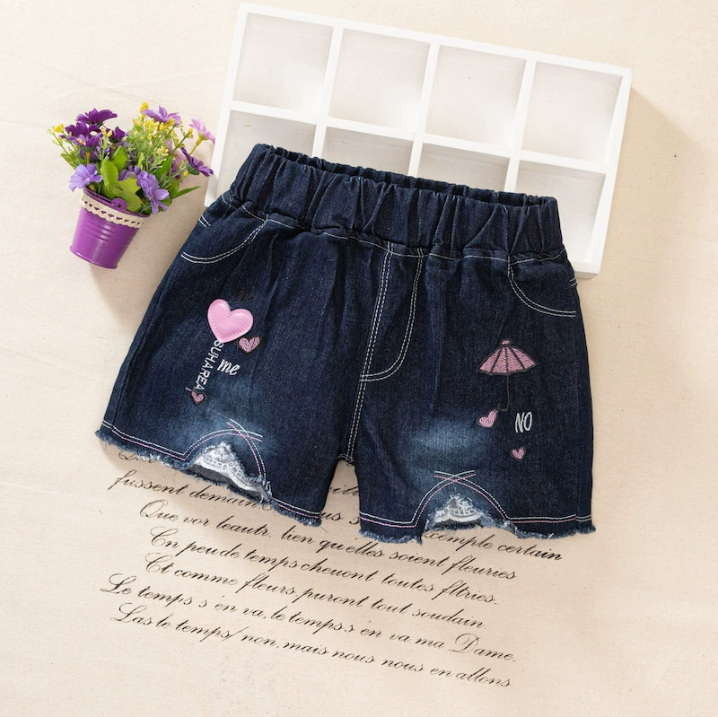 Quần short jean trẻ em mới quần áo trẻ em mùa hè, váy trẻ em lớn, quần short denim trẻ em, váy và quần short cho bé gái - Quần jean