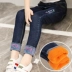 Quần dài cotton cho bé gái và len cashmere plus, quần dài trẻ em cỡ lớn, quần denim trẻ em, quần cotton ấm áp cho bé gái, quần trẻ em mới - Quần jean