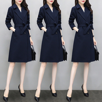 Windbreaker womens long 2021 spring new Korean fashion temperament goddess fan coat slim small coat