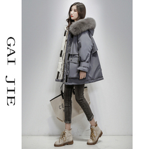 Anti-season down jacket female mid-length 2021 new Korean version of the fashion small Parker suit white duck down thickened jacket