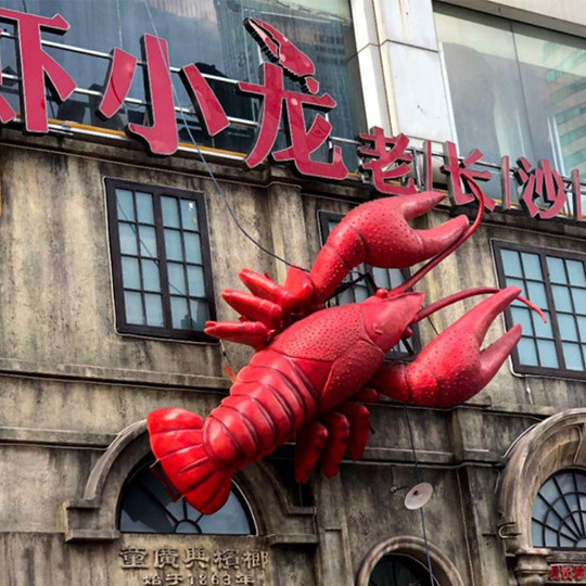 Leuchtende Krebse aus Fiberglas für den Außenbereich, großes Ornament, Meeresfrüchte-Restaurant-Skulptur, Essensstand-Schild, Tür, dekorativer Leuchtkasten