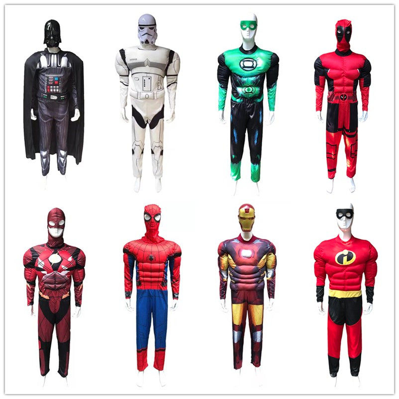 Adult Muscle Spider Man Superman Green Giant American Captain Thunder God Steel Grand Yellow Bee COS Clothing Clothes
