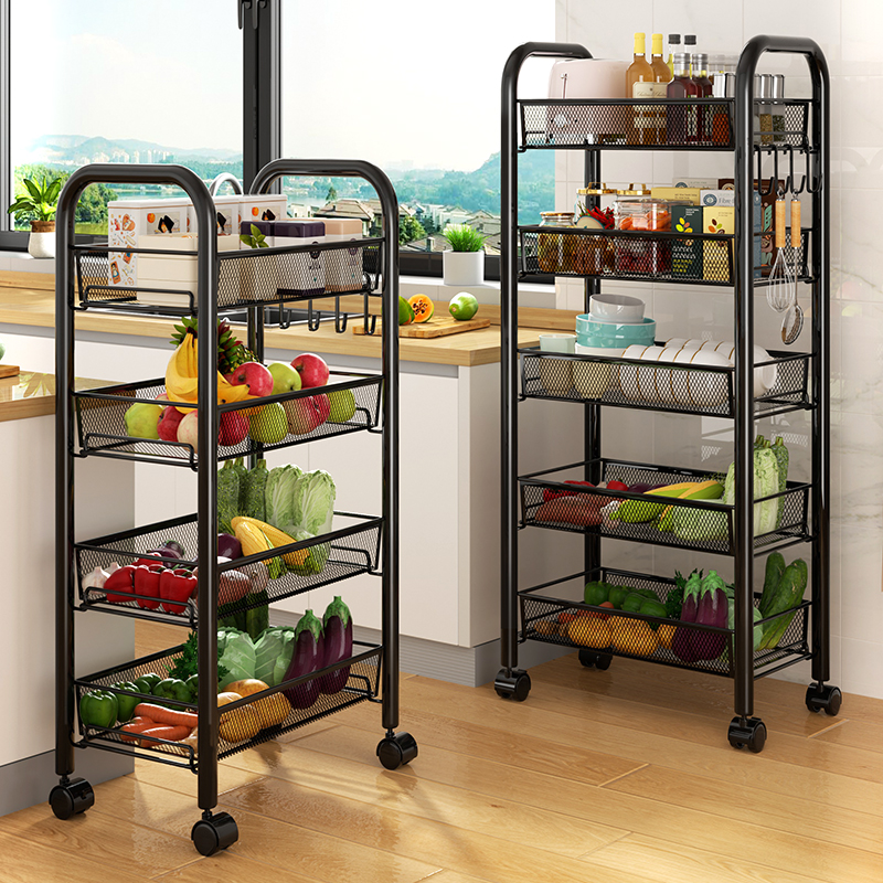 Put plates, multi-layer shelves, kitchen storage racks, eat hot pot, and put vegetables on the side dish rack trolley