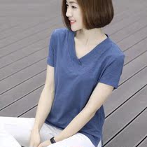 Ive clothing solid color fashion all-match bottoming shirt short-sleeved trend casual T-shirt womens 004