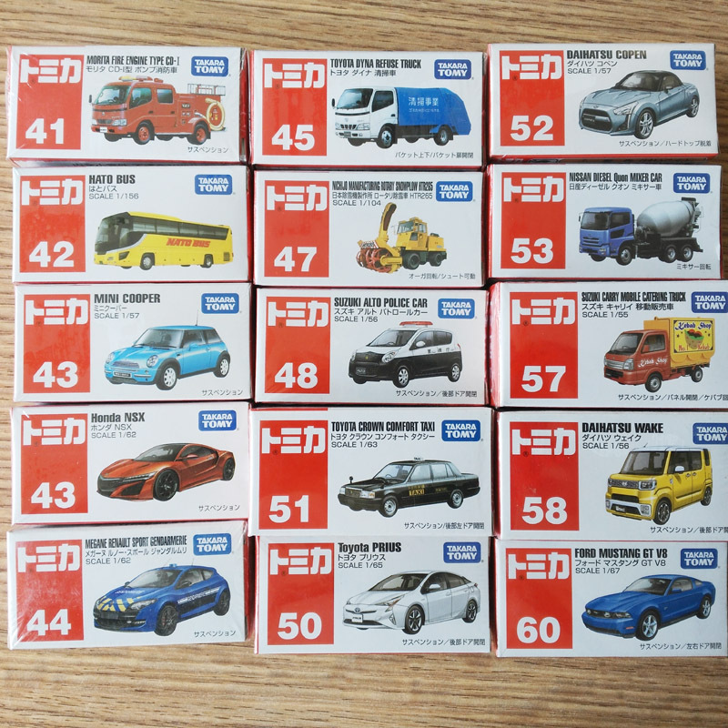Tomy Tomica Die-Cast Car Models 41-60 Miniature Car Models Sports Car Engineering Vehicle Cleaning Vehicle Police Car