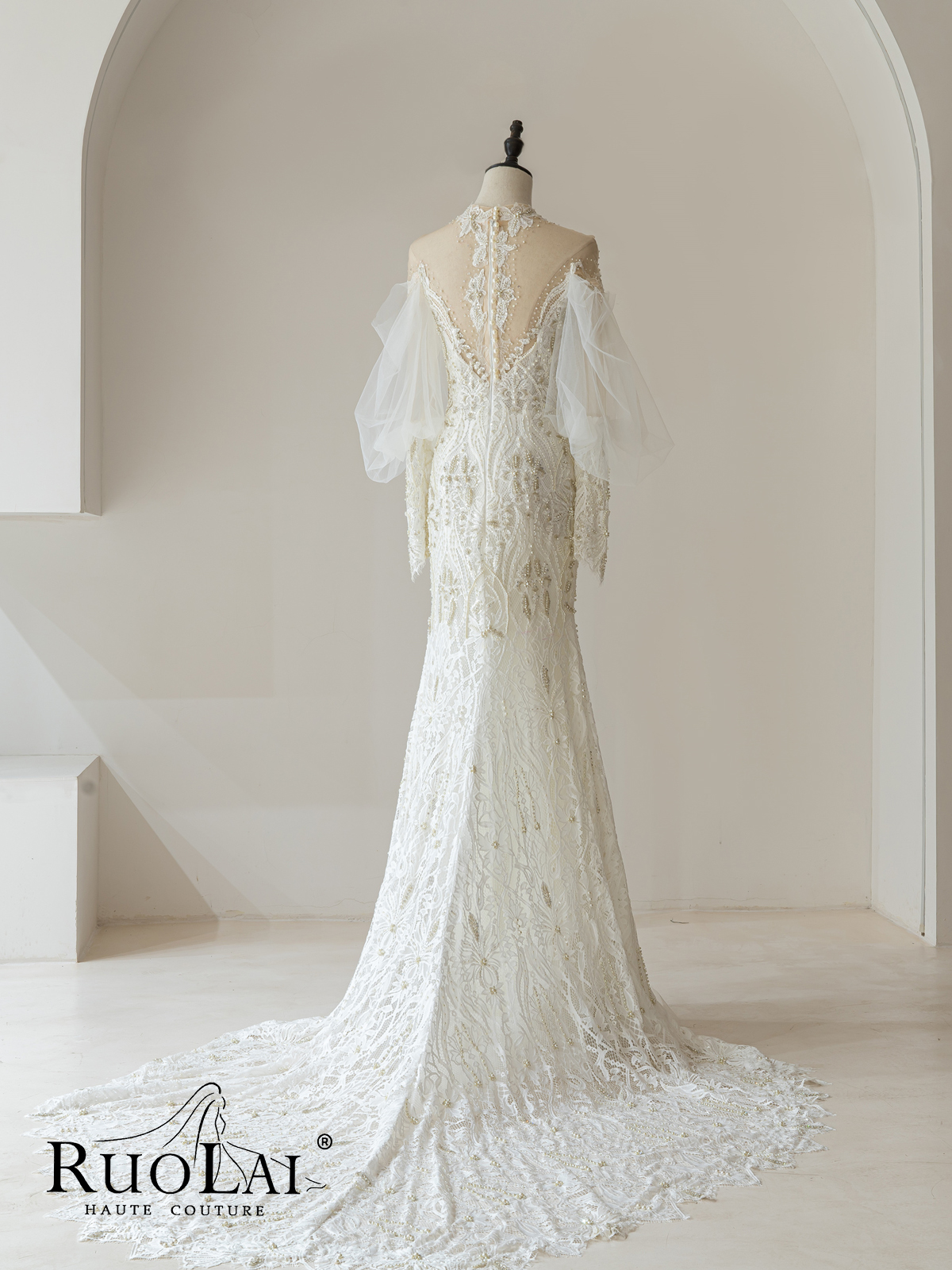 Female wedding dress five -year old shop wedding dress married female Ruolai new French luxury heavy worker back Female wedding dress five -year old shop wedding dress married female Ruolai new French luxury heavy worker back
