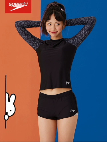 Женский раздельный купальник Speedo/Speedo x miffy в суставном стиле с длинными рукавами, защита от солнца и похудение, девушки купаются в горячих источниках