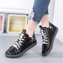 (Normal code shot) 2022 spring new leather elastic flat bottom sports casual single shoes middle-top small white shoes women