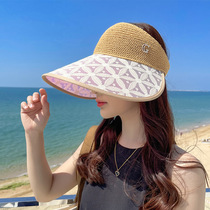 New large-brimmed sun hat female summer discoloration beach sun hat cycling sports outdoor empty top sun hat tide