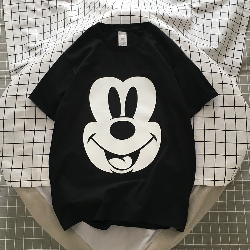 Châu Âu và Hoa Kỳ đường phố mùa hè phim hoạt hình mới Mickey Mouse in cổ tròn áo thun nam và nữ cặp đôi sinh viên tay ngắn áo phông nam hàng hiệu