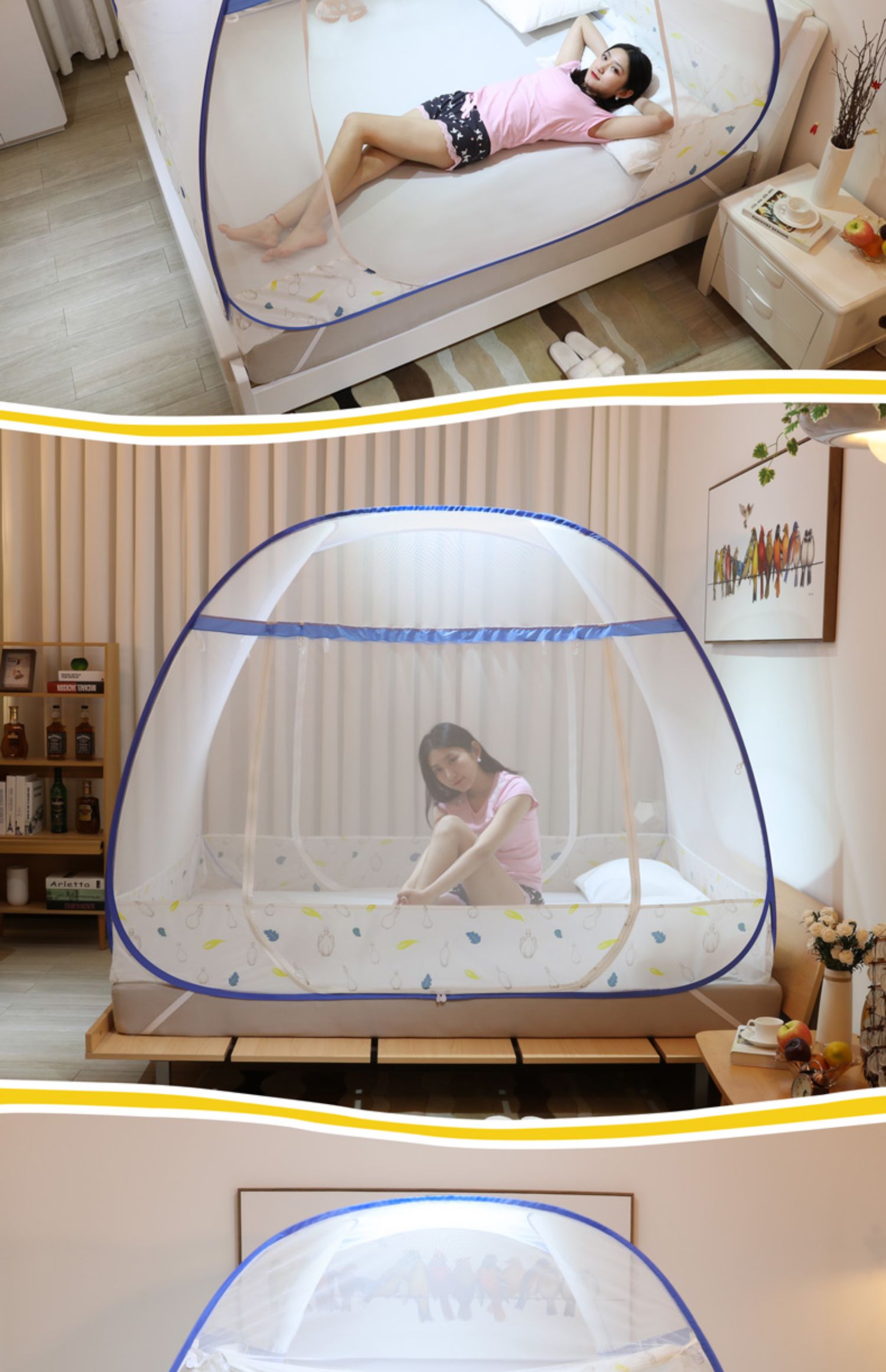 Chỉ mềm mới cài đặt miễn phí lưới chống muỗi yurt 1,5 m mẫu tài khoản 1,8m giường đôi mã hóa dày hộ gia đình - Lưới chống muỗi màn mắc giường