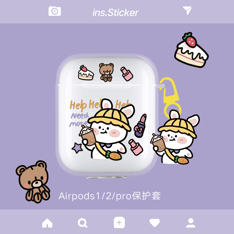 airpods1 2 generation protective sleeves Apple pro3 generation headphone sleeve transparent soft silica gel anti-fall Bluetooth couple soft shell