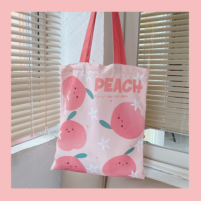 Original water honey peach cute 100 lap single shoulder sail cloth bag shopping bag student bag hand women capacity sails cloth bag