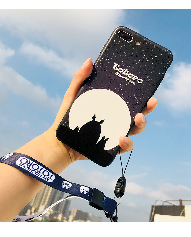 Totoro dây điện thoại di động dây treo cổ dây vải kéo dài nam và nữ mô hình khóa U đĩa phổ điện thoại di động chuỗi cổ tay - Phụ kiện điện thoại di động đỡ điện thoại