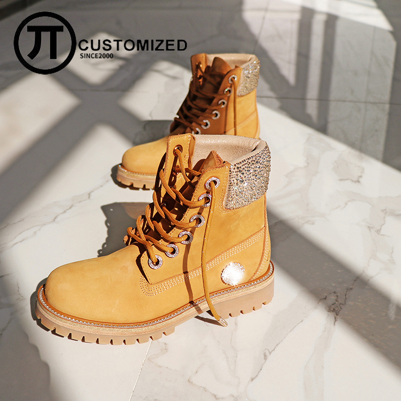 2020ma autumn and winter JC joint rhinestone rhubarb Martin boots thick-soled short British leather matte plus velvet Martin boots