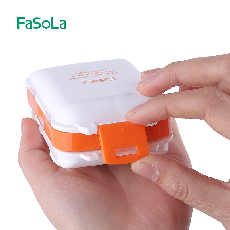 Fasola creative small medicine box portable one-week sub-packing medicine box carry-on storage mini medicine box